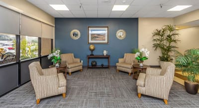 Cozy common area with seating and decor