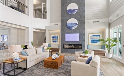 Interior view of a welcoming common area with seating