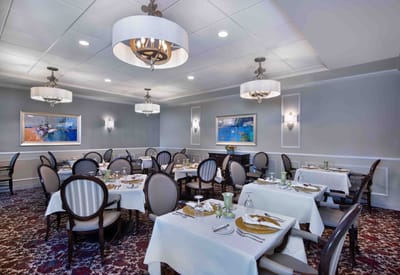 Elegant dining room set for a meal service