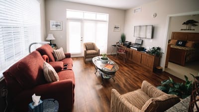Cozy interior of a living room with seating