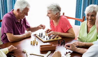 Residents engaging in a game together.
