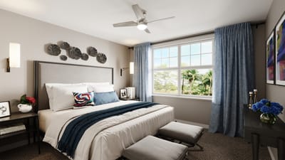 Cozy resident room with a bed and window view