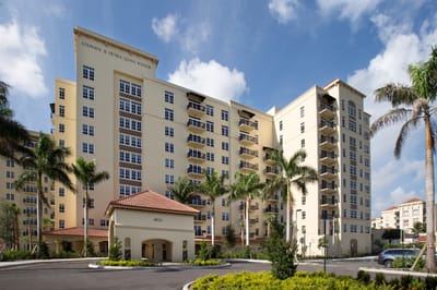 Exterior view of Levin Palace building with landscaping