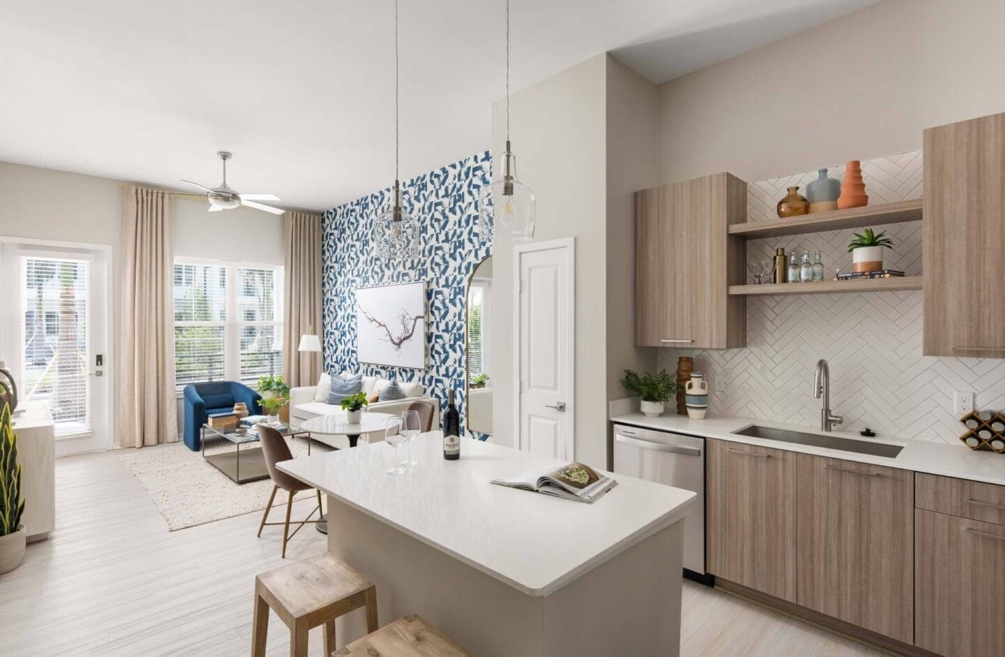 Brightly decorated interior of an apartment