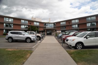 Exterior view of Riverview Retirement Community entrance