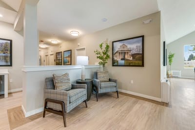 Bright common area with comfortable seating