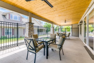 Outdoor patio area with furniture at Dalton Senior Living