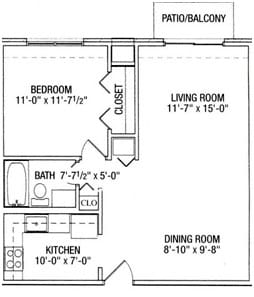 Architectural floor plan of a residential unit