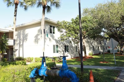 Exterior view of St. Elizabeth Gardens with landscaped area