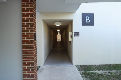 Entrance hallway with directional signage
