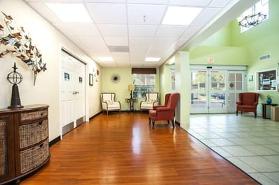 Common area with seating and decor