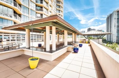 Outdoor space with seating and plants