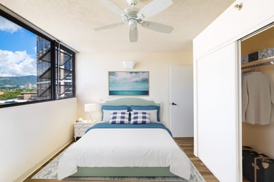 Well-furnished resident room with a view