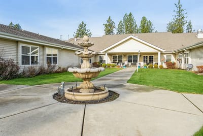 Outdoor view of the facility with a fountain