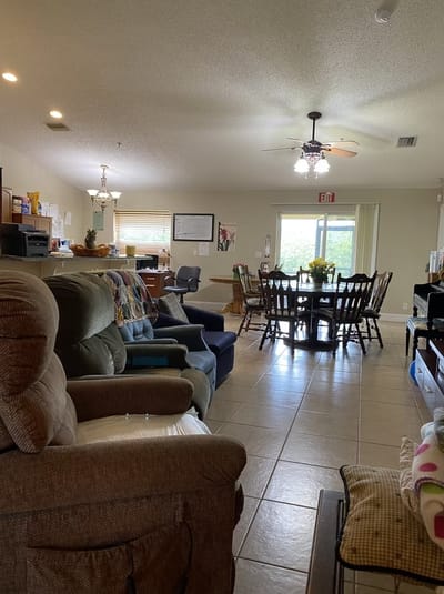 Common area with seating and dining table