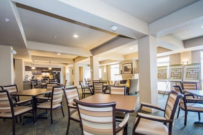 Interior dining area with tables and chairs