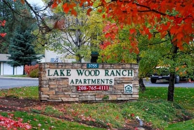 Exterior stone sign for Lake Wood Ranch Apartments
