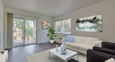 Bright interior living space with modern decor