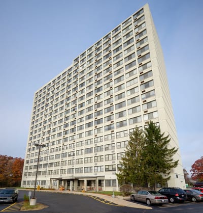 Exterior view of a senior living facility building