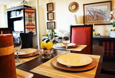 Elegant dining setup in a facility dining room