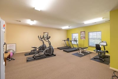 Interior view of a gym with exercise equipment
