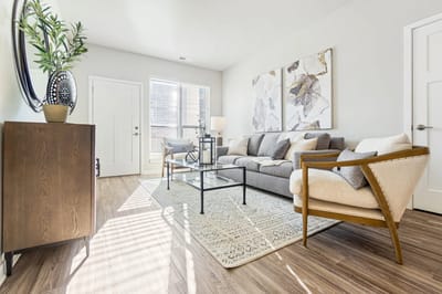 A cozy living room in a senior care facility