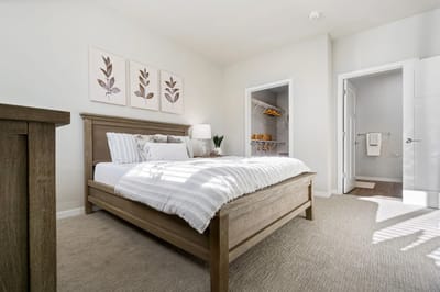 Well-decorated private bedroom in a senior living facility