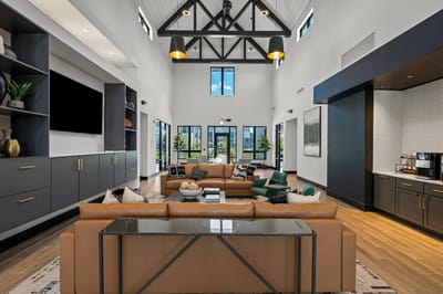Bright common area with modern furnishings