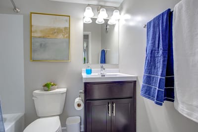 Well-lit bathroom with modern fixtures