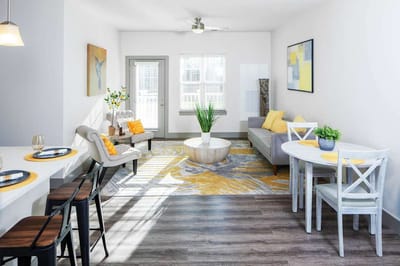 Bright and modern living area in a senior residence