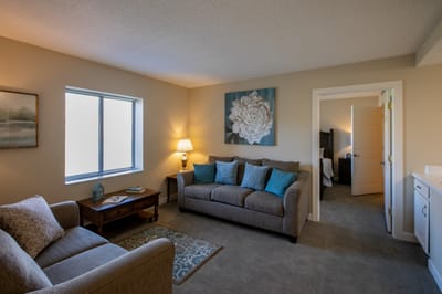 Cozy resident living room with furniture and decor