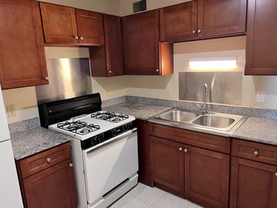 Interior view of a kitchen in a senior living facility
