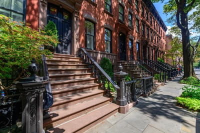 Exterior view of a historic residential building
