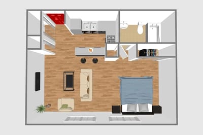Architectural floor plan of a private living unit
