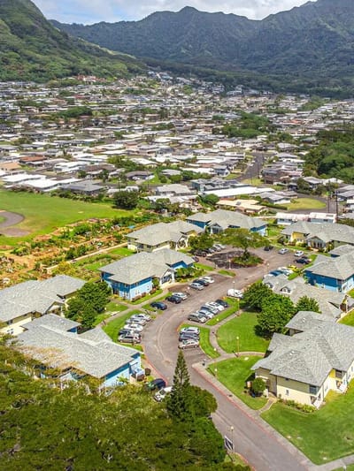 Aerial view of Manoa Gardens Elderly Housing complex