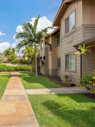 Exterior view of Manoa Gardens Elderly Housing with landscaping