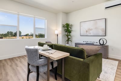 Bright interior of a living space with a cozy atmosphere