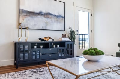 Modern interior living area with decorative elements