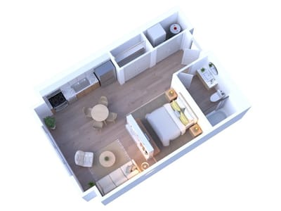Floor plan of a private living unit