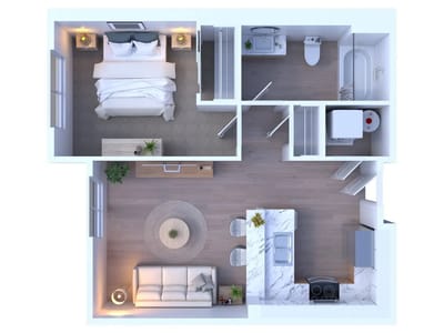Interior layout of a private resident room