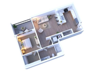 Architectural floor plan of a residential unit
