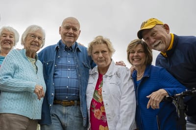 Group of residents enjoying time together outside
