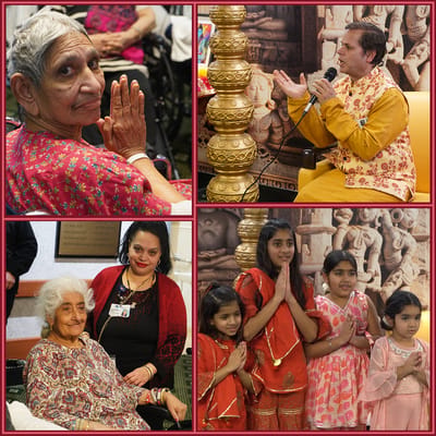 Residents and performers participating in a cultural event