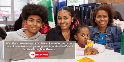 Families enjoying time together in a common area