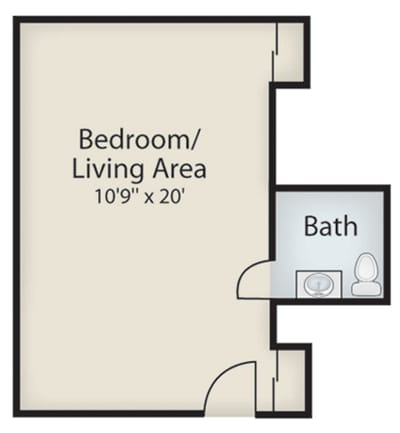 Architectural floor plan of a resident room