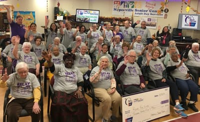 Residents participating in a group activity for Relay for Life