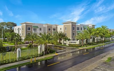 Exterior view of Pinnacle at Peacefield with palm trees