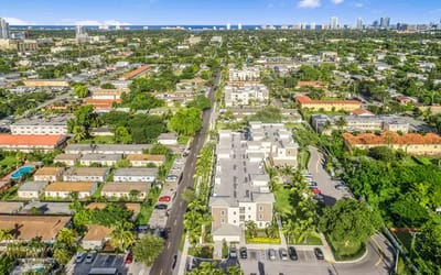 Aerial view of a large community with greenery