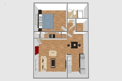 Architectural floor plan of a resident unit