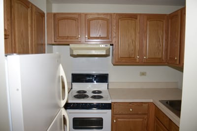 Interior view of a kitchen with appliances